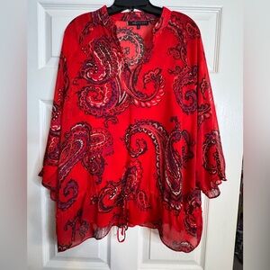 Anne Klein Red and Purple Blouse